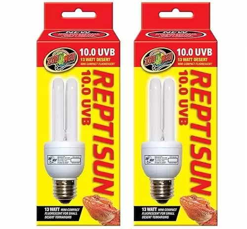 (2 Pack) Zoo Med Reptisun 10.0 Uvb Mini Compact Fluorescent